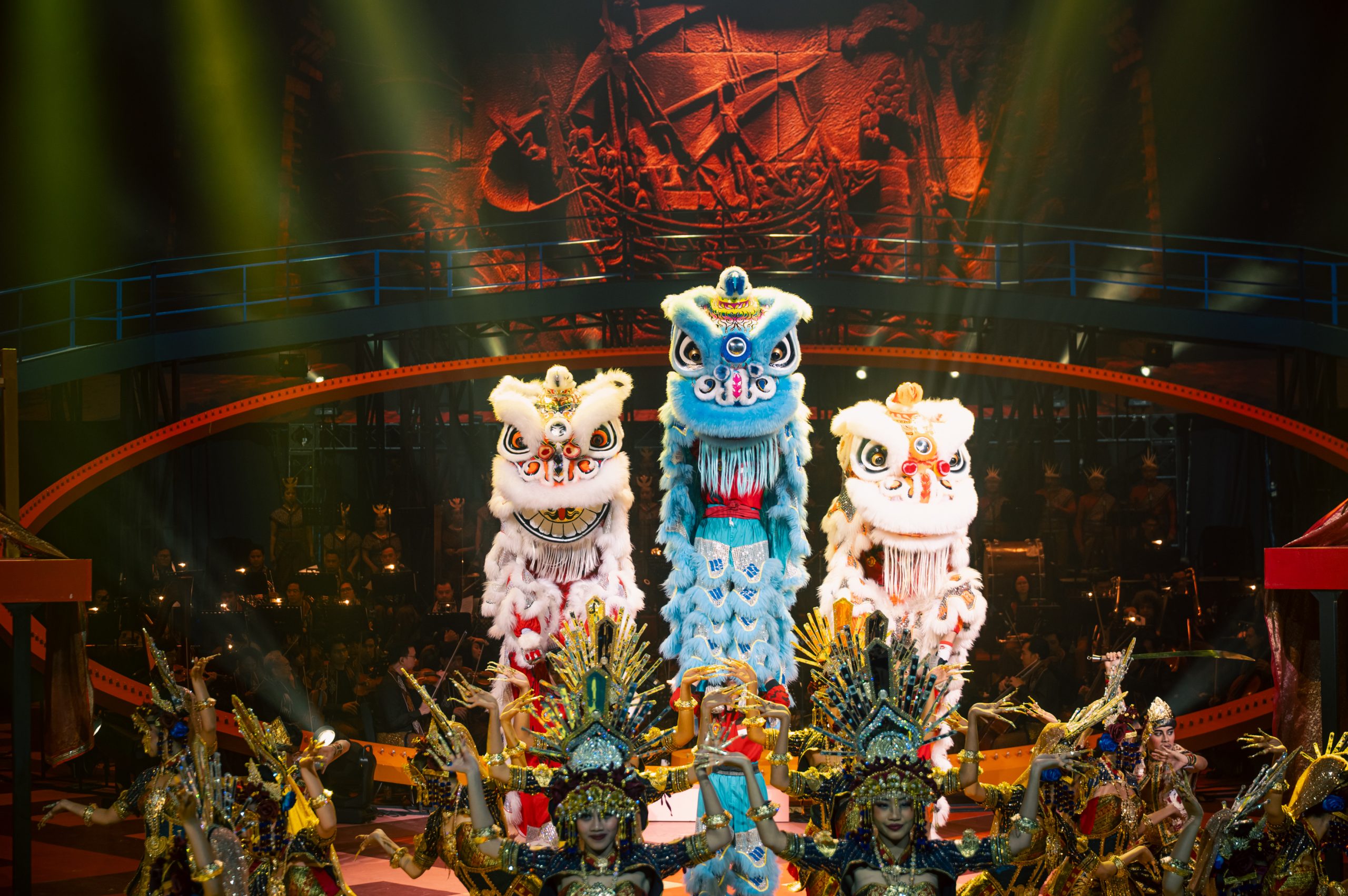 Atraksi barongsai kelas dunia  “Kong Ha Hong” yang memperkuat adegan tanah Sriwijaya